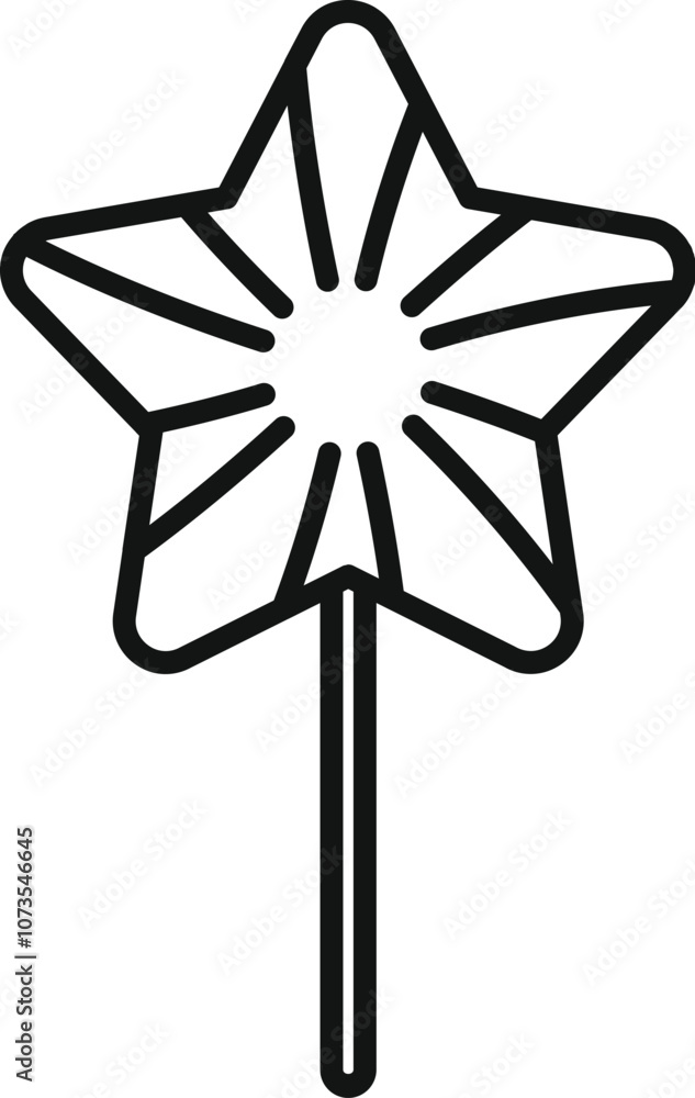 Simple star shaped lollipop on stick, celebrating sweetness and joy Simple star shaped lollipop on stick, celebrating sweetness and joy