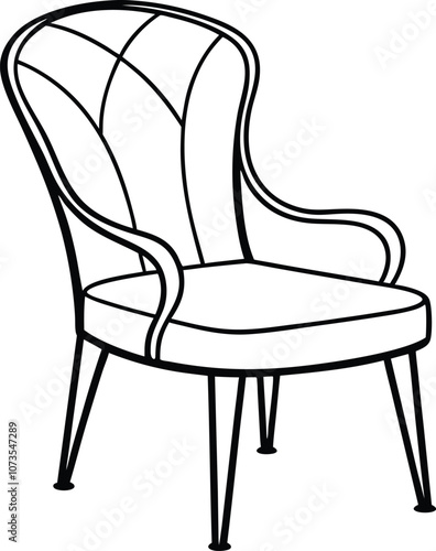 chair line art, chair outline vector illustration