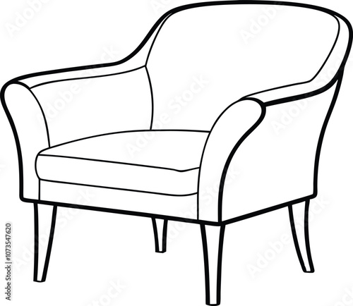 chair line art, chair outline vector illustration