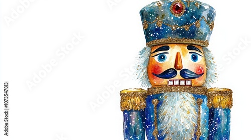 Colorful nutcracker figure adorned with festive decorations.