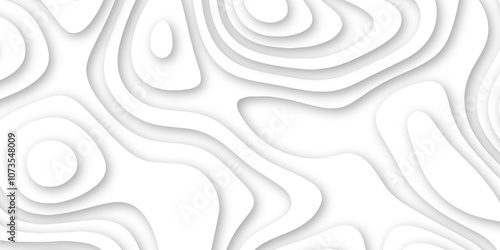 Abstract luxury white modern 3d papercut background. Minimal abstract vector wave carve diamond topography line circle creative topography map circle and wave line smooth multilayer pattern. papercut.