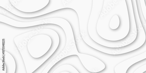 Abstract luxury white modern 3d papercut background. Minimal abstract vector wave carve diamond topography line circle creative topography map circle and wave line smooth multilayer pattern. papercut.