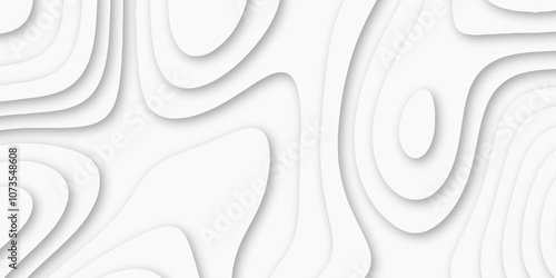 Abstract luxury white modern 3d papercut background. Minimal abstract vector wave carve diamond topography line circle creative topography map circle and wave line smooth multilayer pattern. papercut.