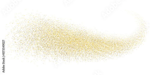 Splash of golden glitter, glittery stardust explosion, shimmering spray effect, festive holiday particles. Vector illustration.