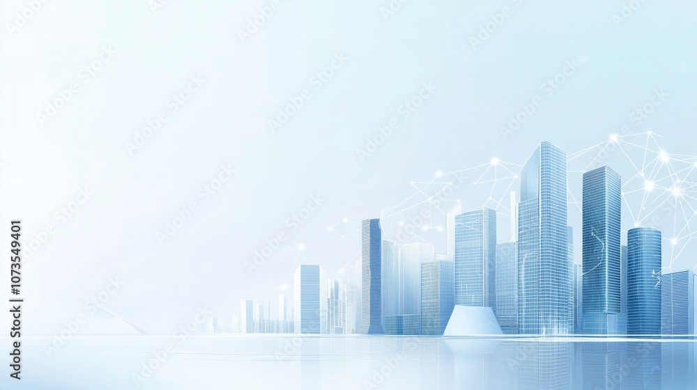 Fototapeta premium 3d rendering of city buildings with data in the center on a white background
