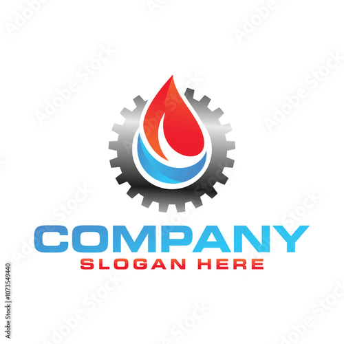 Flame and drop water, cooling and heating logo template. service and repair vector design