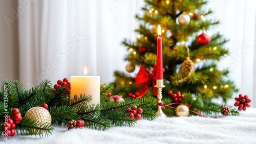 Experience the Warmth of Christmas: Festive Decorations, Cozy Candles, and a Beautifully Lit Tree