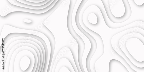 Abstract luxury white modern 3d papercut background. Minimal abstract vector wave carve diamond topography line circle creative topography map circle and wave line smooth multilayer pattern. papercut.