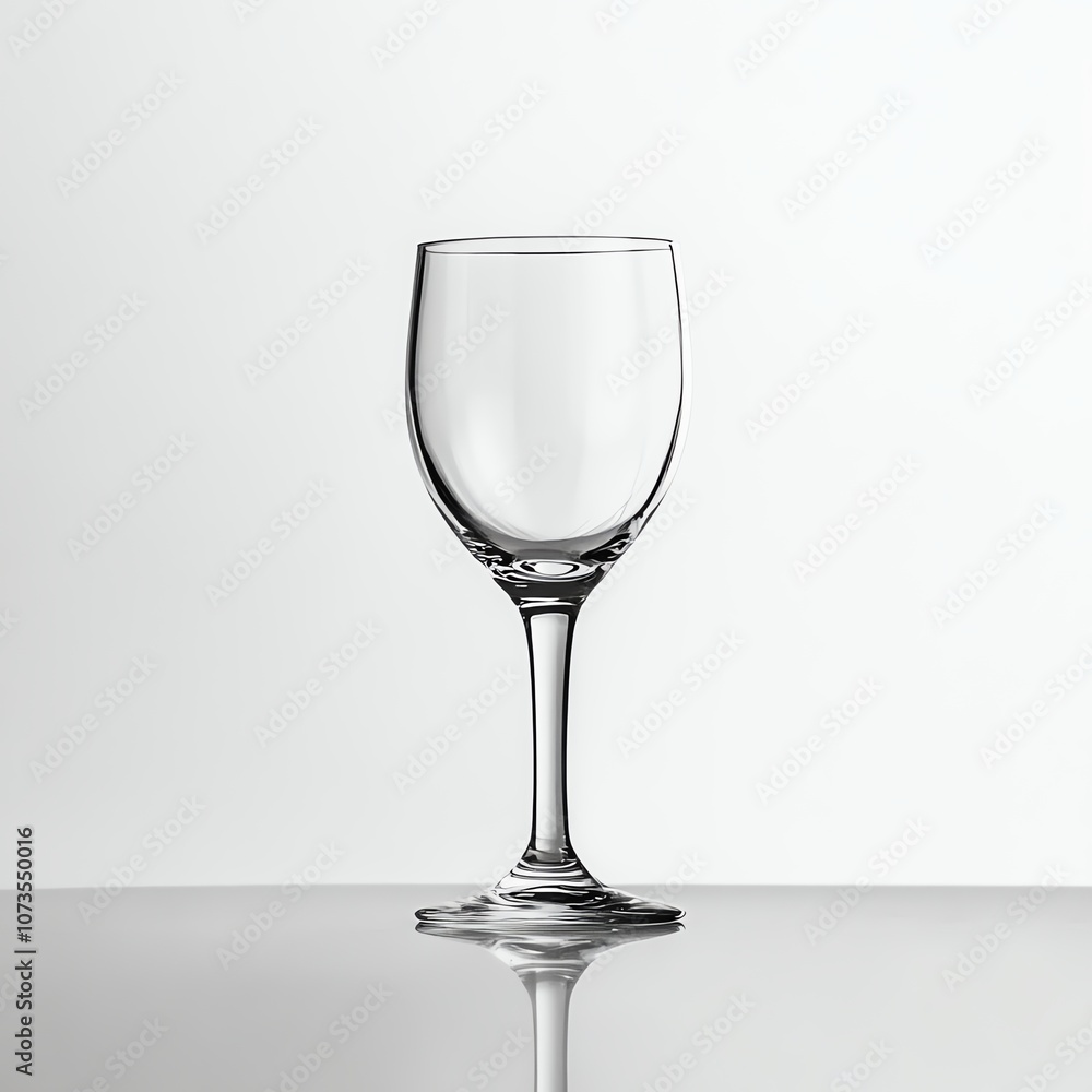Elegant wine glass on a reflective surface, white isolated background. Elegant wine glass on a reflective surface, white isolated background.