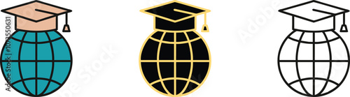 Global Education Graduation Cap World Knowledge