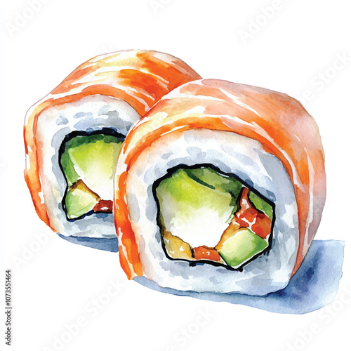 Rolls watercolor clipart illustration