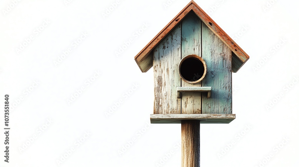 Birdhouse, wooden construction, white isolate background. Birdhouse, wooden construction, white isolate background.