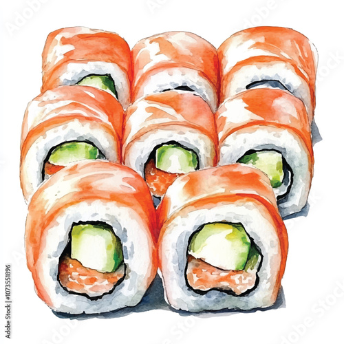 Rolls watercolor clipart illustration
