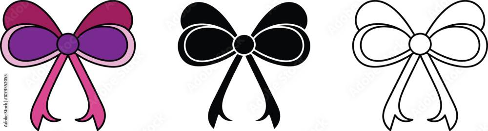 Obraz premium Three Bow Variations Pink, Black, and White