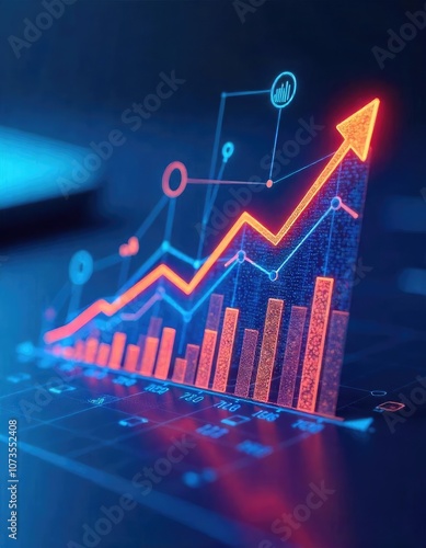 business graph with arrow and graph photo