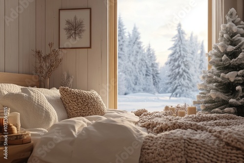 Cozy Bedroom with Snowy Win...