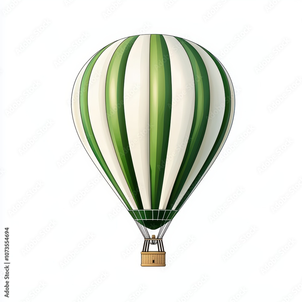 Fototapeta premium A vibrant green and white striped hot air balloon ready for flight.