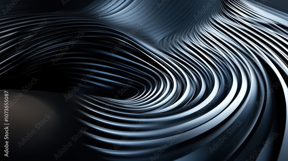 Abstract Wavy Lines in a Dark Metallic Texture Creating a Sense of Fluidity and Motion for Modern Design Applications Abstract Wavy Lines in a Dark Metallic Texture Creating a Sense of Fluidity and Motion for Modern Design Applications