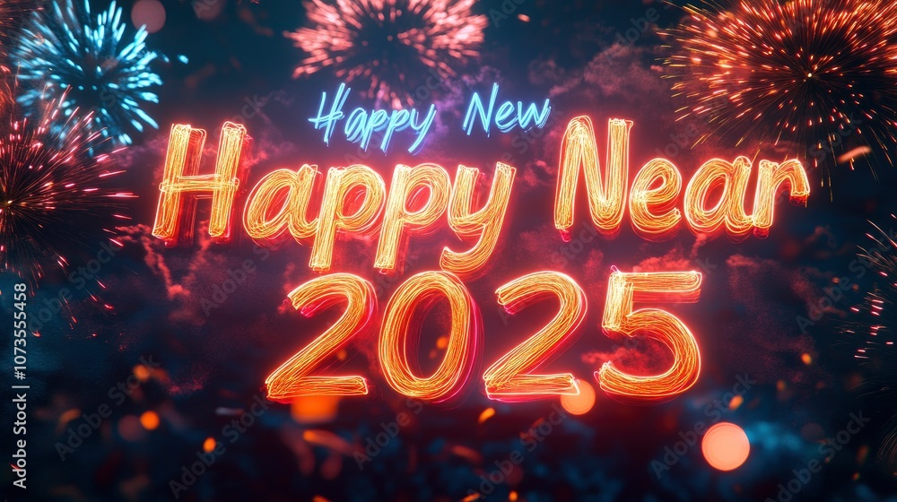 New Year greetings for 2025 in bold turquoise, laid over a dark navy canvas with touches of artistic gold designs. New Year greetings for 2025 in bold turquoise, laid over a dark navy canvas with touches of artistic gold designs.