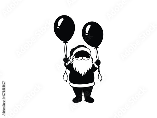 Santa with Balloons Christmas Silhouette Art