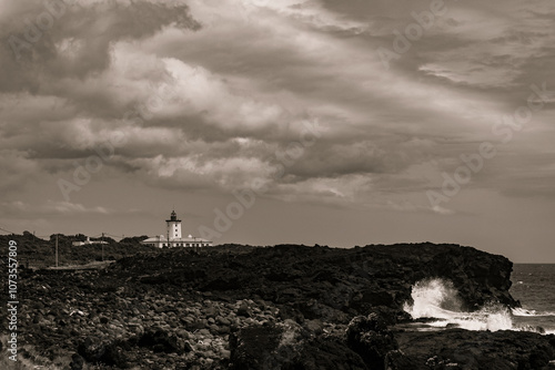 Breathtaking view of the Lighthouse in Pico islandAzores Portugal photo