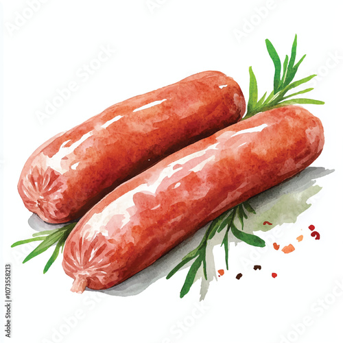 Sausage watercolor clipart illustration