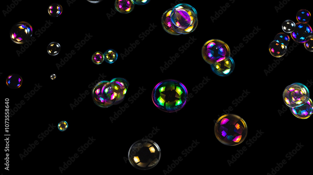 Soap bubbles isolated on a black background Soap bubbles isolated on a black background