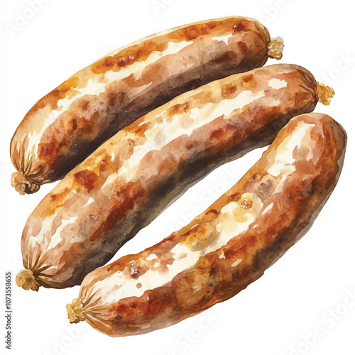 Sausage watercolor clipart illustration