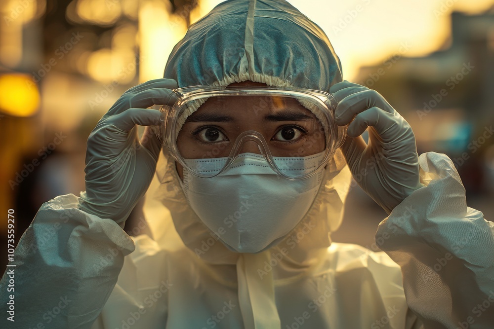 Worker Prepares Personal Protective Equipment in Hospital Worker Prepares Personal Protective Equipment in Hospital