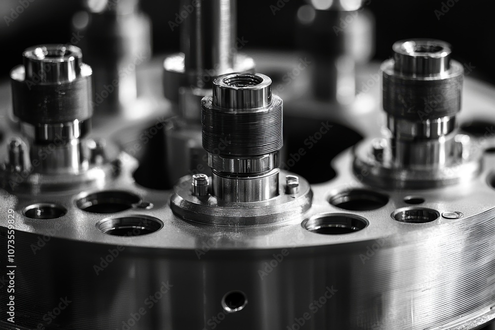 Close-up View of Diesel Engine Valve Seats and Ports with Precision Machine Work on Engine Components in Monochrome Detail Close-up View of Diesel Engine Valve Seats and Ports with Precision Machine Work on Engine Components in Monochrome Detail