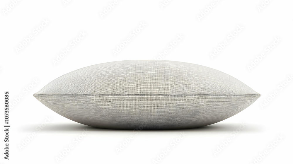 A soft, gray, textured pillow isolated on a white background. A soft, gray, textured pillow isolated on a white background.