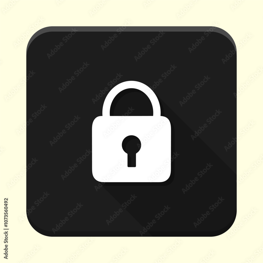 Black padlock app icon. Security application icon. Lock icon on black button Black padlock app icon. Security application icon. Lock icon on black button