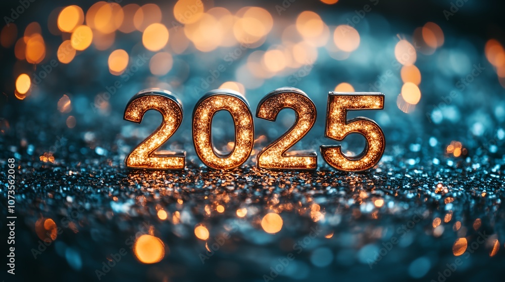 a golden number 2025 on a blue background a golden number 2025 on a blue background