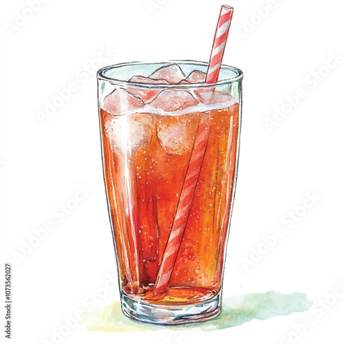 Soda drink watercolor clipart illustration