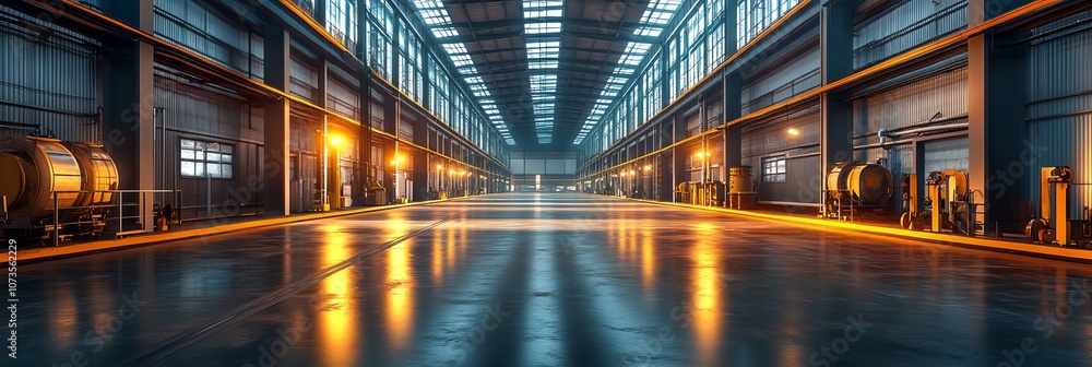 Fototapeta premium A large industrial building with a lot of machinery and equipment