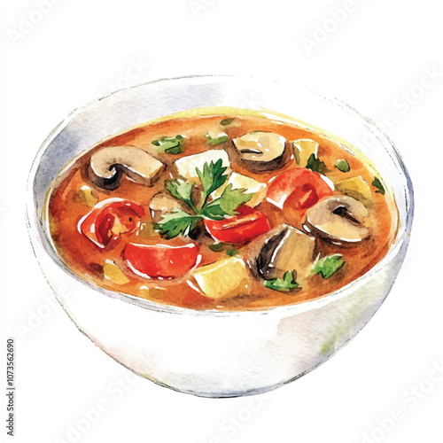 Soup watercolor clipart illustration