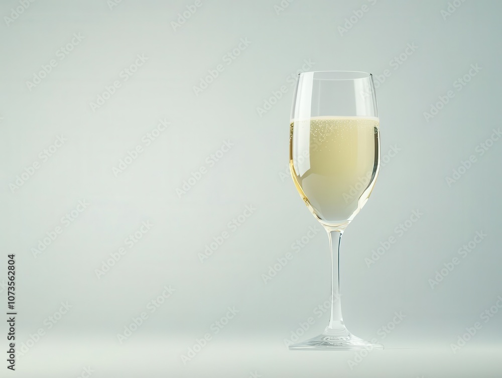 elegant glass of white wine or champagne poised for a toast against a soft white background, radiating celebration and sophistication elegant glass of white wine or champagne poised for a toast against a soft white background, radiating celebration and sophistication