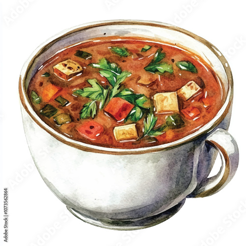 Soup watercolor clipart illustration