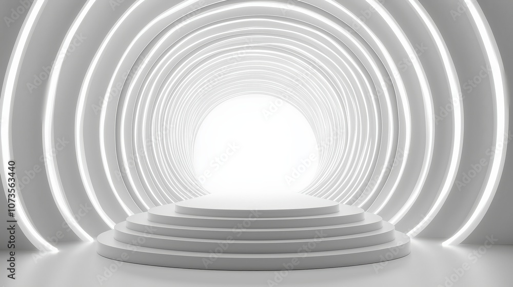 Abstract white background with a podium for product presentation Abstract white background with a podium for product presentation