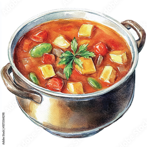 Soup watercolor clipart illustration