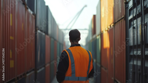 Organized Cargo Management by Worker at Freight Terminal