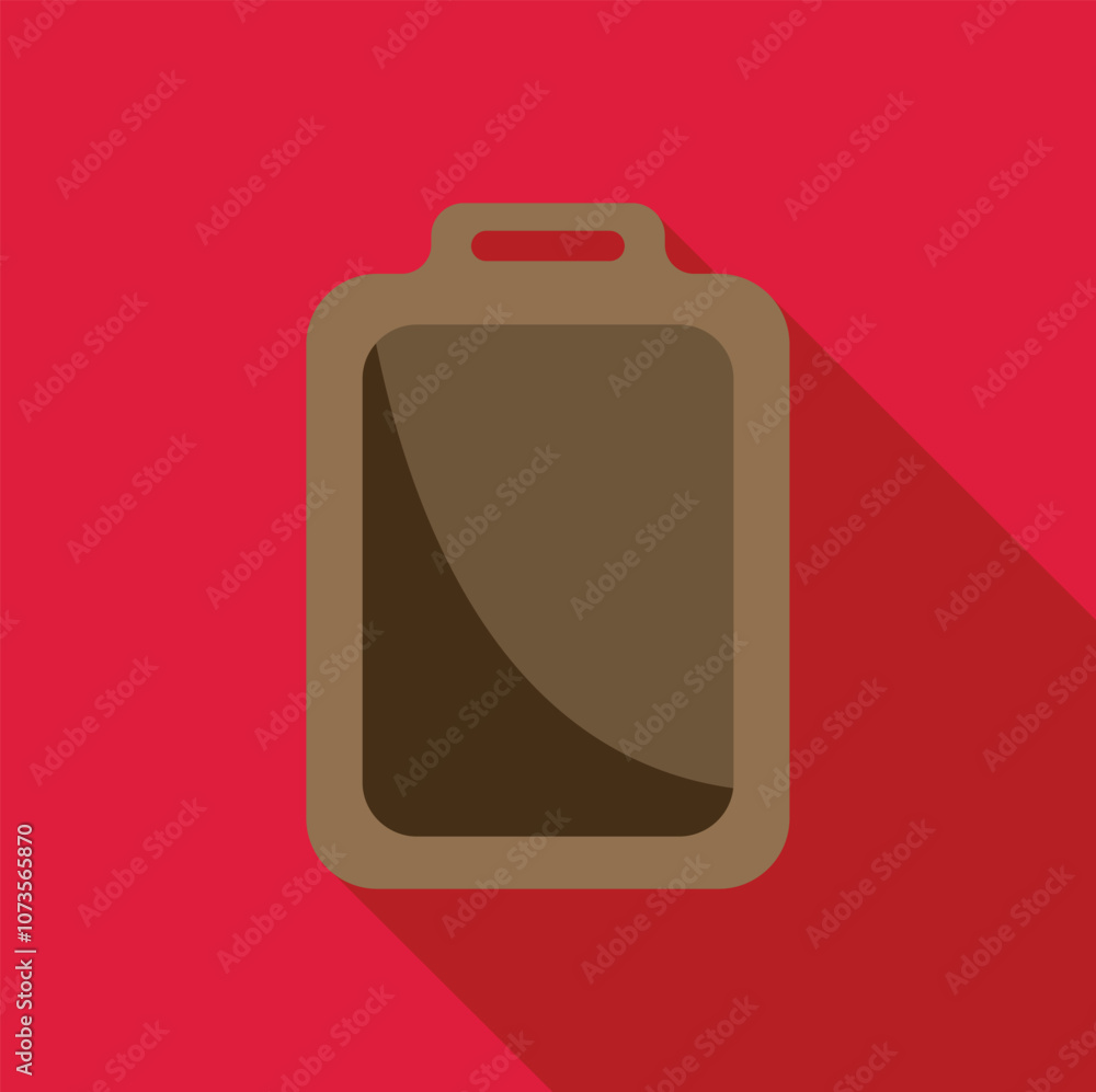 Minimalist vector illustration of a brown cutting board on a vibrant red background, featuring a distinct long shadow Minimalist vector illustration of a brown cutting board on a vibrant red background, featuring a distinct long shadow