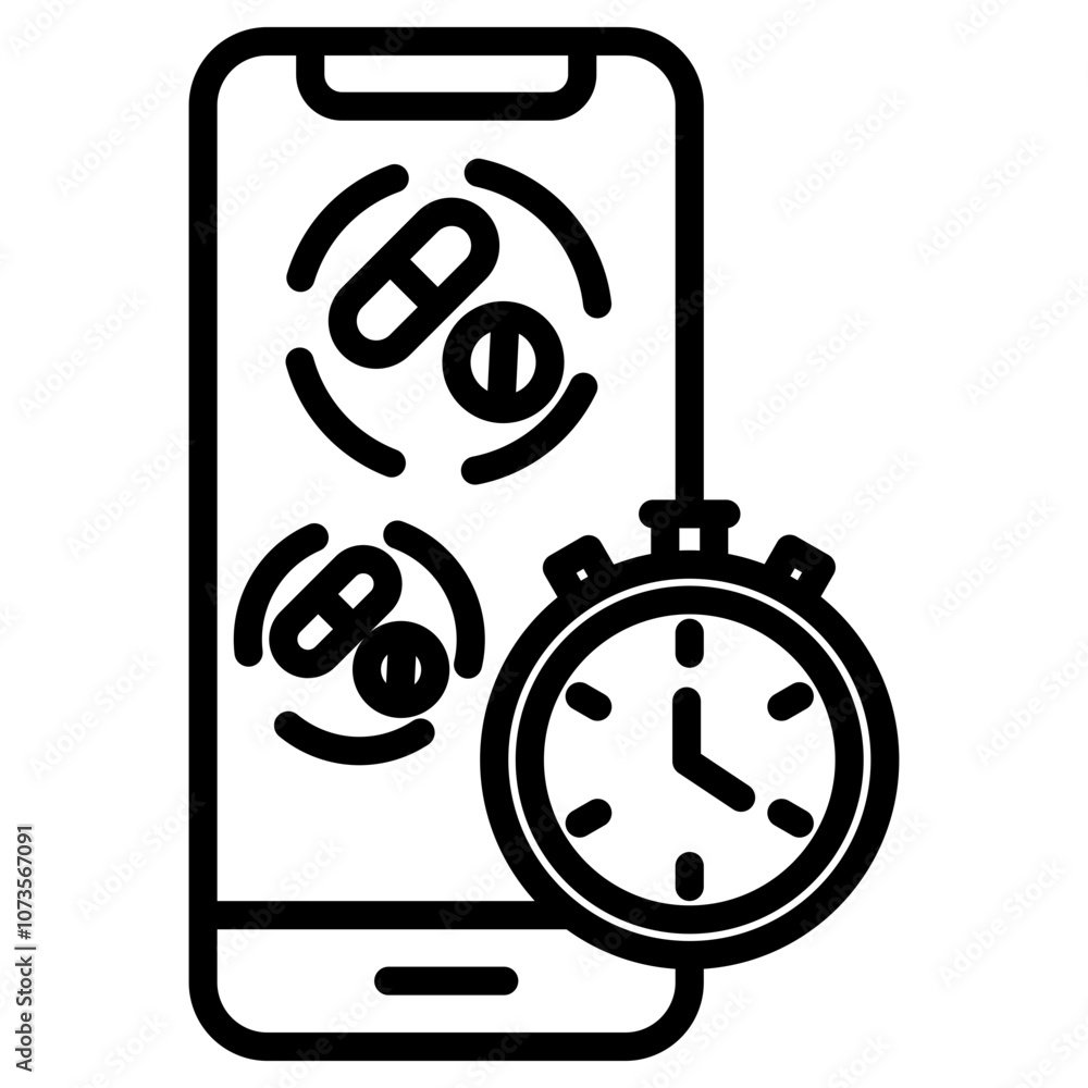 Obraz premium Pill Timer Outline Icon