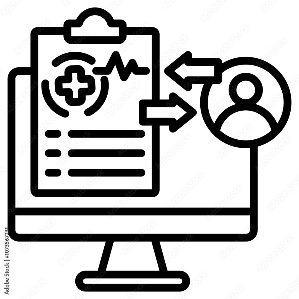 Health Information Exchange Outline Icon Health Information Exchange Outline Icon
