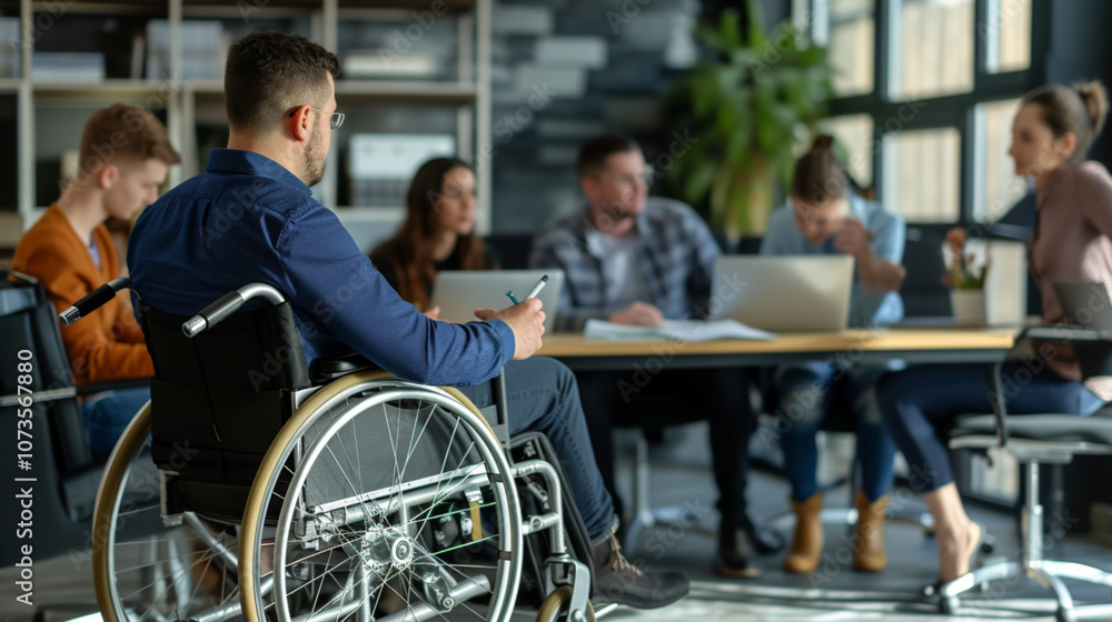 Businessman in a wheelchair. A person with disabilities is engaged in business, his own business. Businessman in a wheelchair. A person with disabilities is engaged in business, his own business.