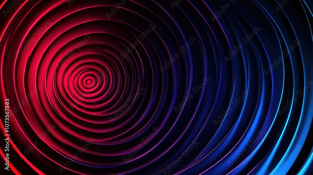 Abstract background with concentric circles in vibrant red on a dark background Abstract background with concentric circles in vibrant red on a dark background