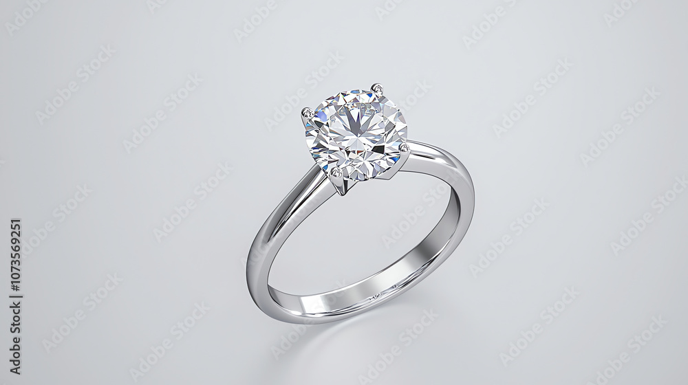 Close-Up of Sparkling Diamond Solitaire Ring on Light Background Close-Up of Sparkling Diamond Solitaire Ring on Light Background