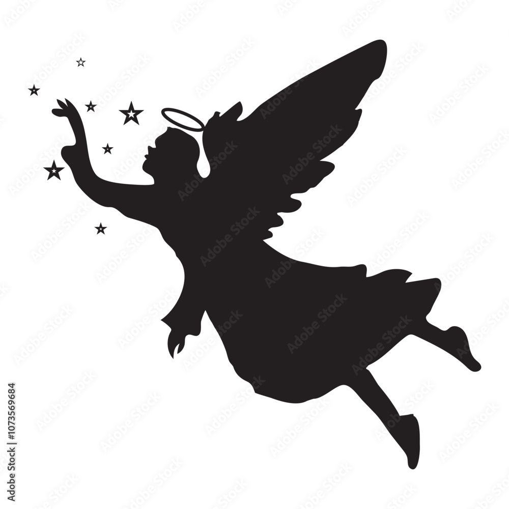 Fototapeta premium Christmas angel vector iconAngel trumpets.Angel silhouette ..eps10