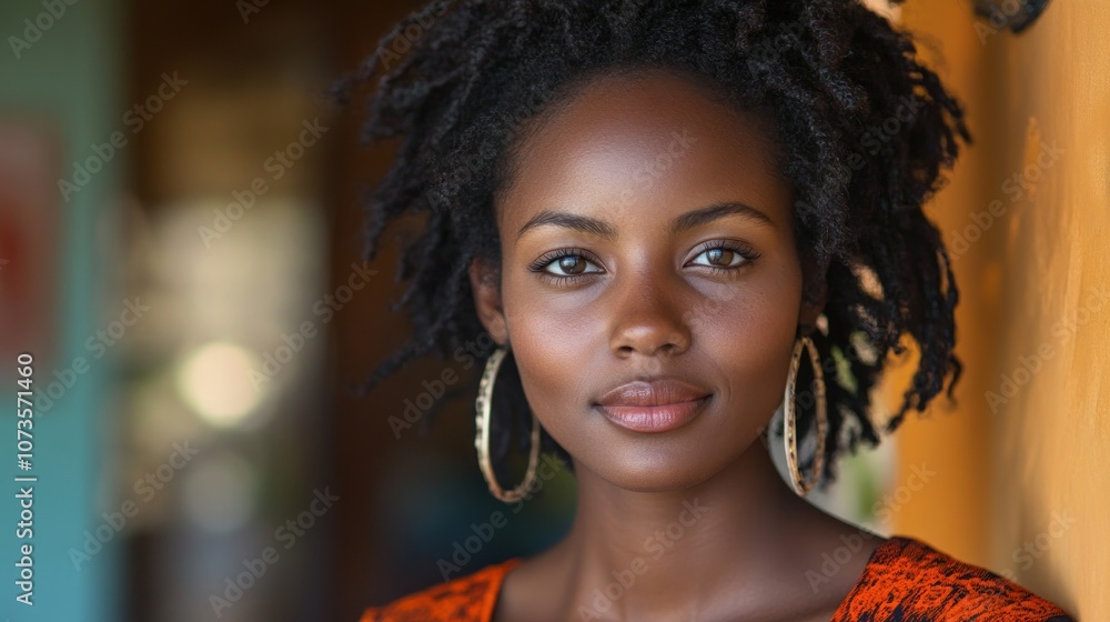 Portrait of a Beautiful Woman with Curly Hair Portrait of a Beautiful Woman with Curly Hair