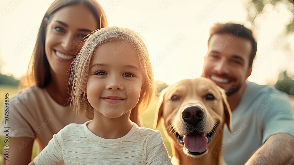 A Joyful Family Moment in a Sunny Park With a Young Girl and Her Golden Retriever, Showcasing Happiness and Togetherness in the Warm Afternoon Light A Joyful Family Moment in a Sunny Park With a Young Girl and Her Golden Retriever, Showcasing Happiness and Togetherness in the Warm Afternoon Light